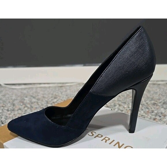 Call It Spring Womens Suede High Heels NAVY Size 8 Point Toe - Picture 9 of 13